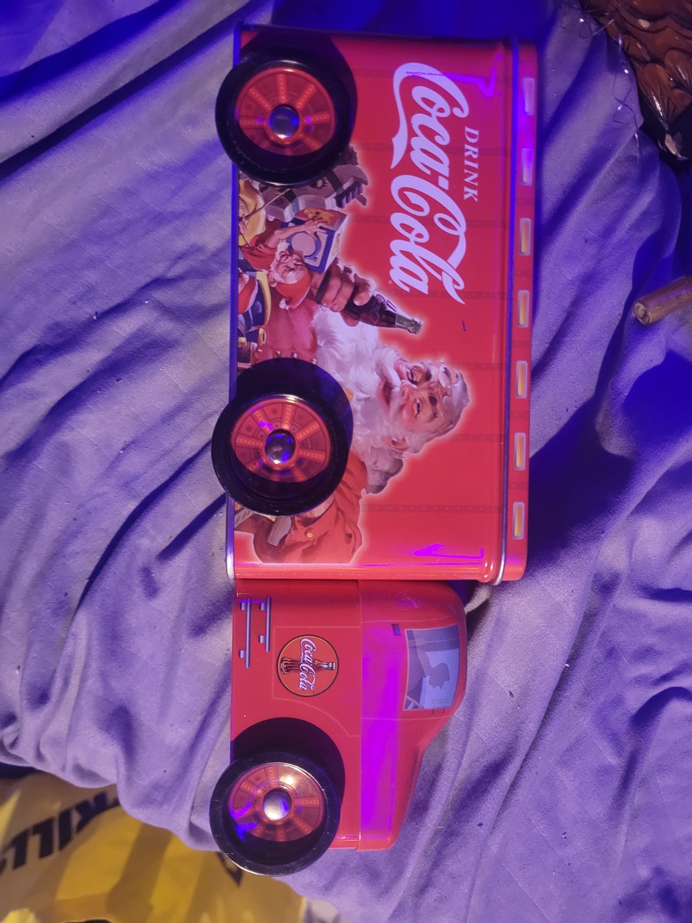Coca Cola Red Vintage Style Toy Truck with Santa Graphic